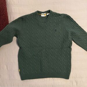 Timberland Dark Green Cable Knit Crewneck Sweater Women’s Lambswool